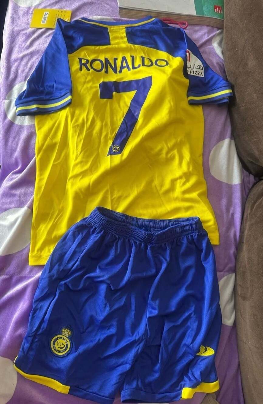 Al Nassr Ronaldo #7 Soccer Jersey Kit Size 26